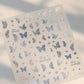 Shiny Jelly Butterfly Charming Golden Gradient Bowknot 5D Self Adhesive Nail Art Sticker Flower Petal Rhinestone Manicure Decals