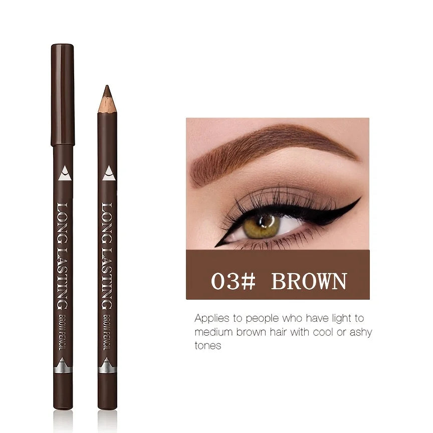 2-in-1 Wooden Handle Waterproof Eyeliner & Eyebrow Pencil, Sweatproof Makeup Pen for All Skin Types, Multi-Use Cosmetic Tool