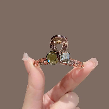 2/4pcs Mini Round Rhinestone Hair Claw Retro Zircon Women Girls Claw Clip Small Hairpins Hair Crabs Girls Hair Accessories ﻿