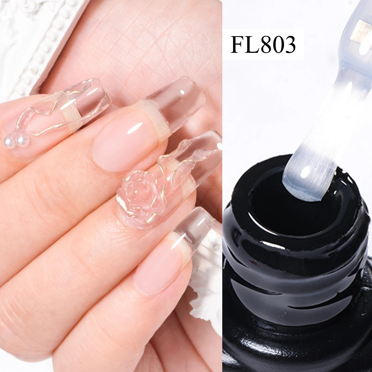 FOUR LILY 10ML Nude Pink Rubber Base Gel Nail Polish Milky White Color Semi Permant Soak Off UV LED Self-leveling Gel Varnishes