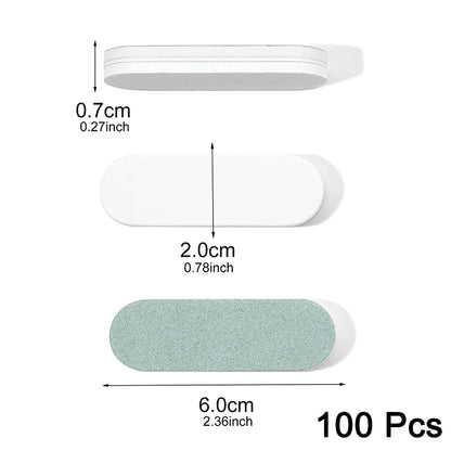 50/100 Pcs/Lot Nail Buffer Polishing Strip Green/White Sanding 600/3000 Sponge Manicure Tools  Washable Buffing Blocks for Nails