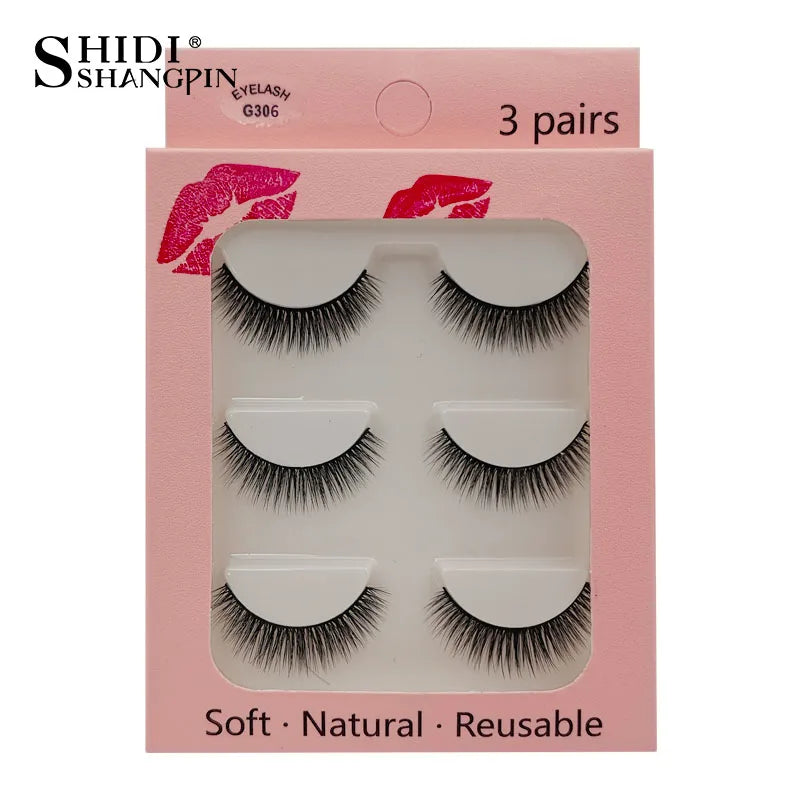 Faux Cils 3 Pairs False Eyelashes Natural Long 3D Mink Lashes Soft Fluffy Wispy Handmade Fake Lashes Eye Makeup Tools Maquiagem