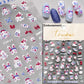 Lovely Cat Bunny Bowknot Poker Crown Lock Key Easter Eggs Love Cute Rabbit Mushroom Chick Flower Dog DIY Nail Art Stickers Decal