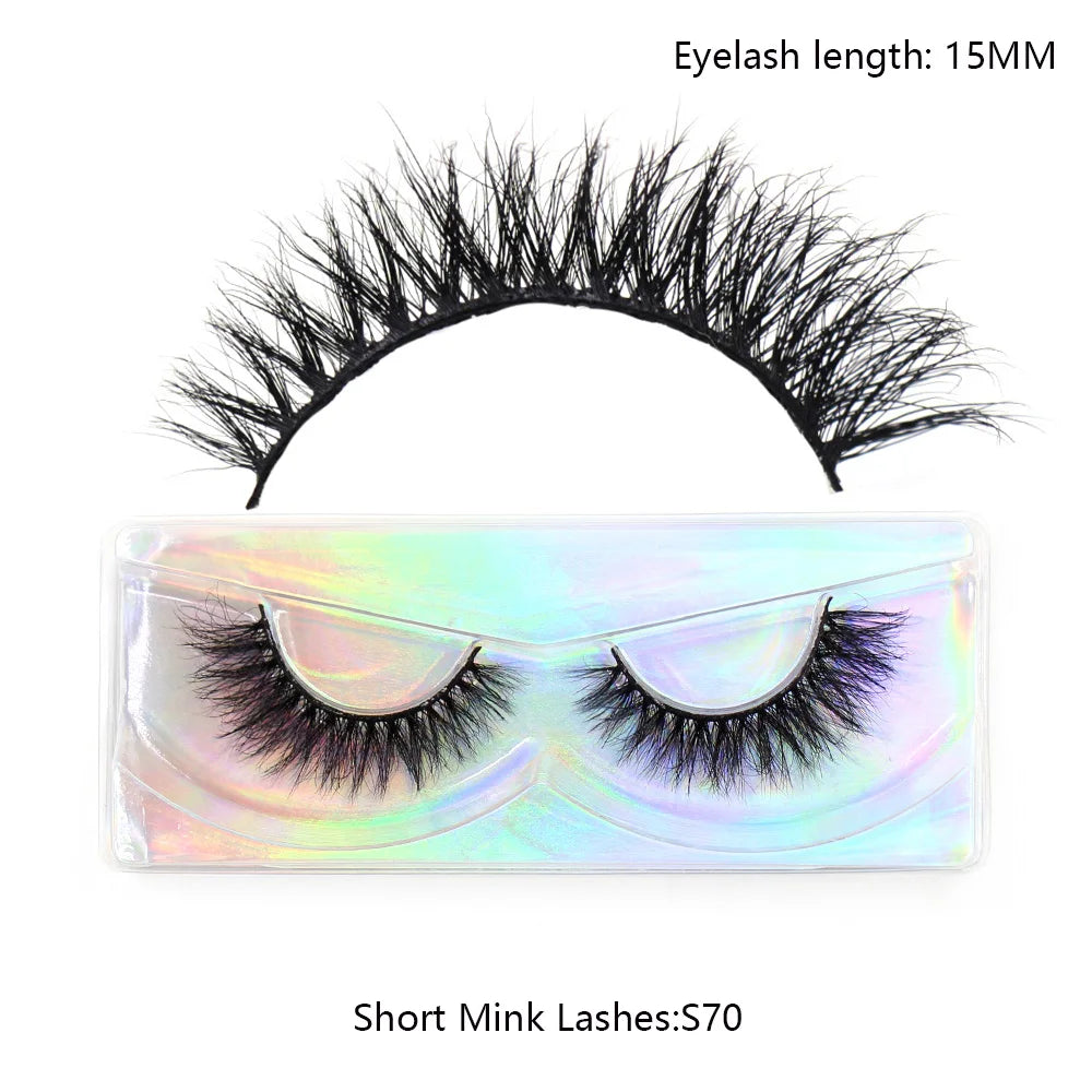 LEHUAMAO Maquiagem Short Natural Soft Mink Lashes Volume Fluffy Wispy Lashes 12mm-15mm False Eyelashes Eyelash Extensio Makeup