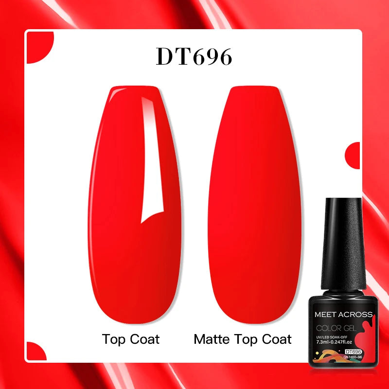 MEET ACROSS 160 Colors 7.3ml Gel Nail Polish Vernis Glitter Sparkly Semi Permanent Soak Off LED UV Gel Varnish Nail Art Manicure