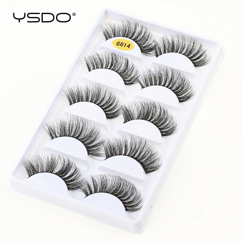 YSDO Eyelashes 3/5 Pairs Natural Long 3D Mink Lashes Fluffy Volume Mink False Eyelashes Cruelty Free Wispy Lashes Makeup Cilios