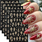 5pcs Sparkling Gold Glitter Christmas Nail Stickers Shiny Snowflake Xmas Tree Deer Polish Sliders Winter New Year Nail Art Decal