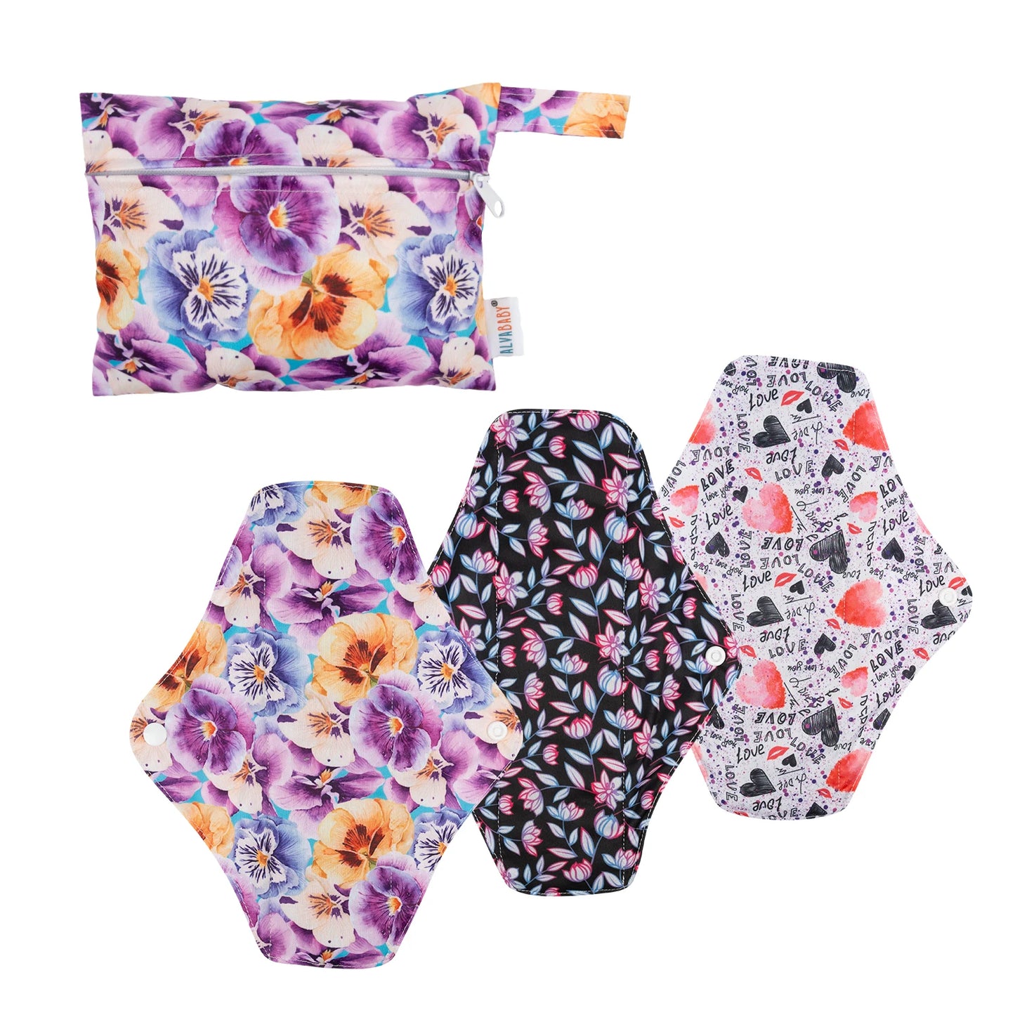 (3pcs pads + 1pc bag) per set ALVABABY Sanitary Napkin Reusable Menstrual Pads Sanitary Pad Cloth Women Hygiene Sanitary Towels