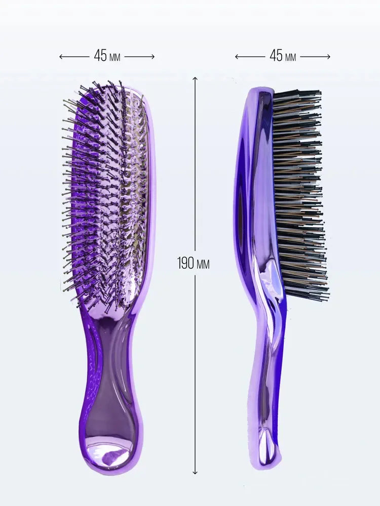 Electroplating Scalp Massage Comb Hair Detangling Brush Dry Wet Dual Use Wide Tooth Hairdressing Comb for Salon Home Travel