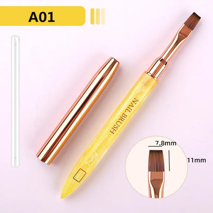 1PC Gel Brush Oval & Flat UV Gel Nail Art Brush Professional Design Brushes Salon Home DIY Manicure