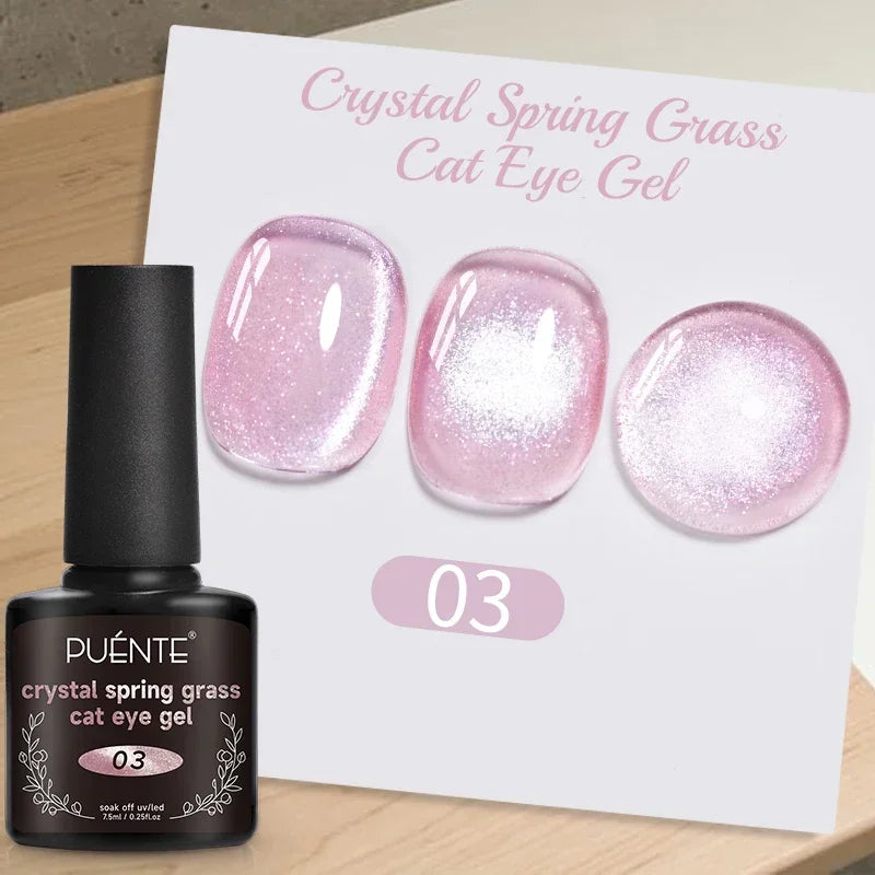 PUENTE 7.5ML Vibrant Blue Cat Eye Gel Nail Polish High Glossy Long-Lasting Soak Off UV Semi-Permanent Nail Art Varnish Manicure