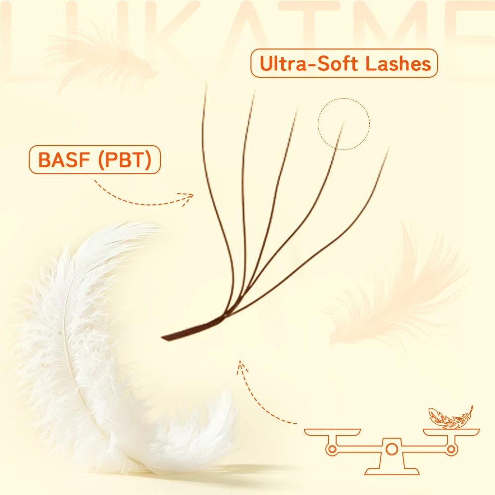 LUKATME Brown 5D M Curl Fox Eyelash Extensions 7-14mm Premium Soft Volume 5D Lashes Foxy Eye Brown False Mink 5D W Eyelashes