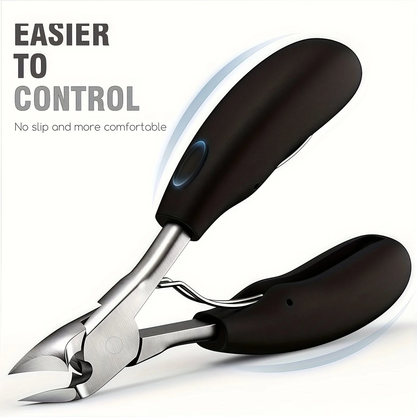 Professional Stainless Steel Toenail Clippers for Thick & Hard Nails Ergonomic Curved Blade Pedicure Scissors with Non-Slip Grip