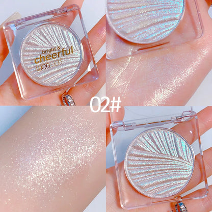 WODWOD Highlighting Powder Pearlescent Fine Mashed Soft Texture Non-flying Powder Brightening Long-lasting Highlighter Palette