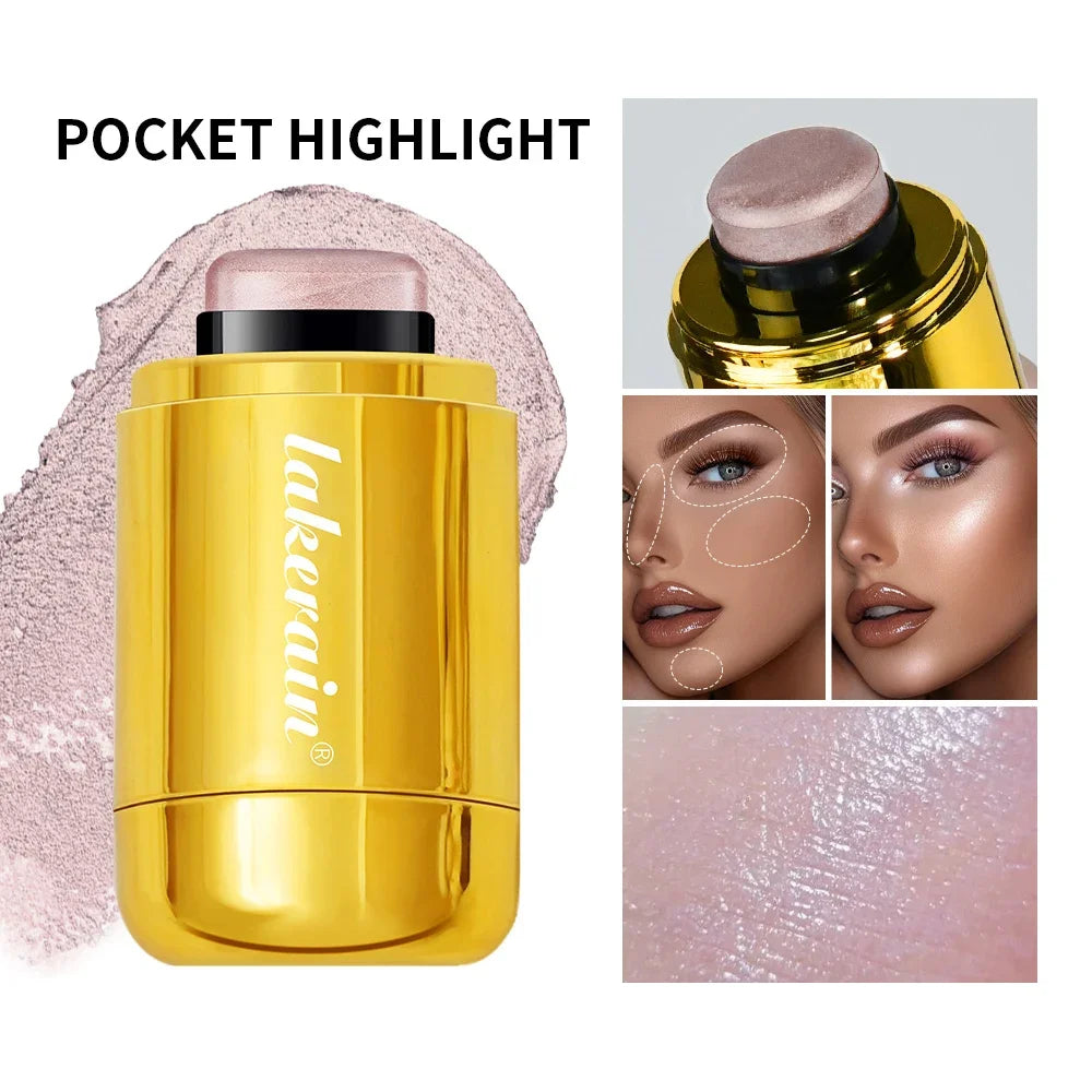 Makeup Highlight Bronzer Stick Shimmer Champagne Brown Shine Highlighter Cream Face Body Brighten Glitter Natural Contour Blush
