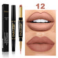 2 In 1 Matte Lipstick Pencil Double Head Lip Liner Pen Red Nude Long Lasting Waterproof Lady Charming Lip Pencil Makeup Tools