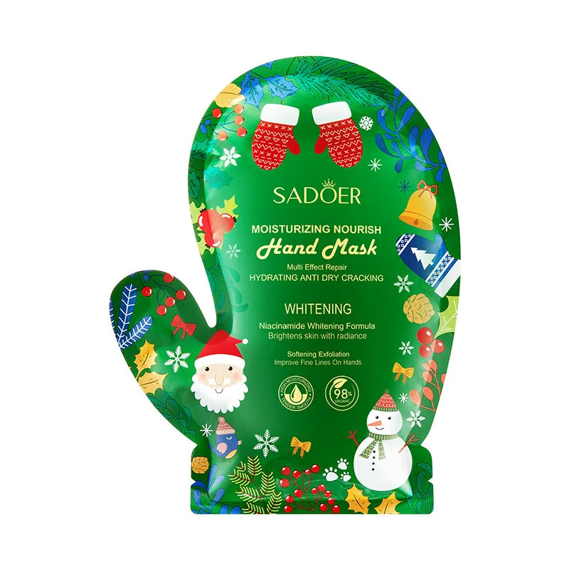 SADOER Christmas Niacinamide Hand Mask Moisturizing Anti Wrinkle Nourishing Brightening Smooth Hands Gloves Skin Care Products