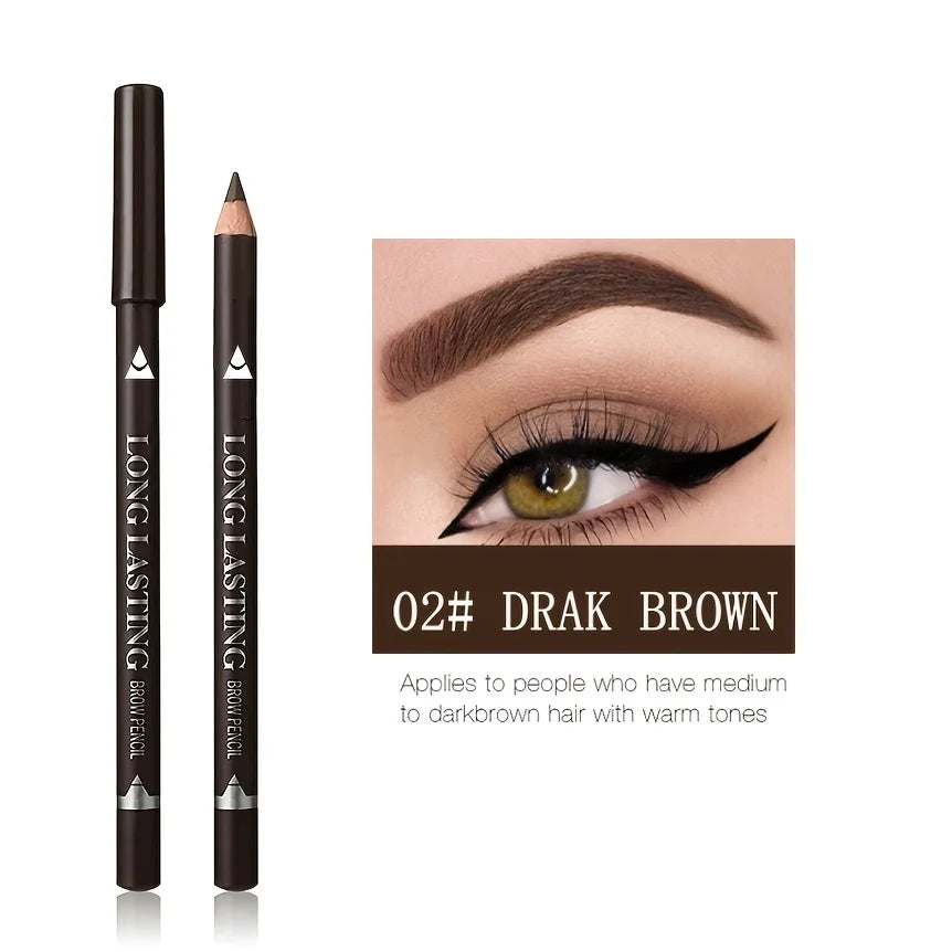 2-in-1 Wooden Handle Waterproof Eyeliner & Eyebrow Pencil, Sweatproof Makeup Pen for All Skin Types, Multi-Use Cosmetic Tool
