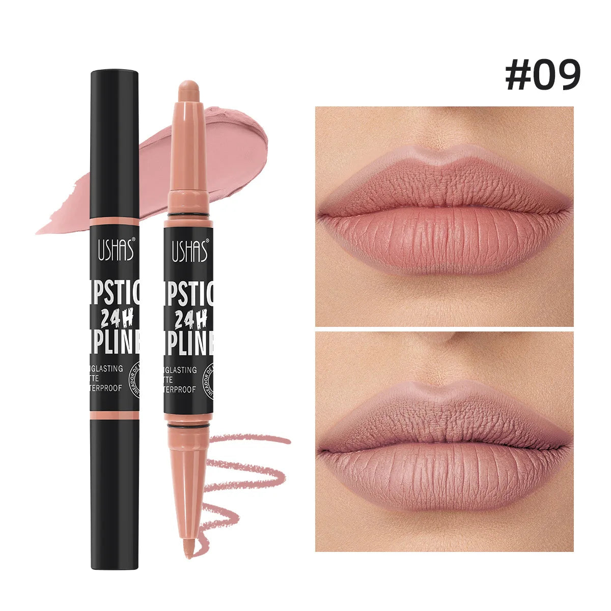 Waterproof Lipstick Lip Liner Contouring Crayon Non-stick Cup 2 IN 1 Double Headed Lipstick Matte Nude Sexy Lipliner Pen Makeup