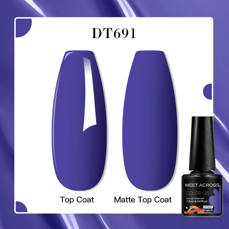 MEET ACROSS 160 Colors 7.3ml Gel Nail Polish Vernis Glitter Sparkly Semi Permanent Soak Off LED UV Gel Varnish Nail Art Manicure