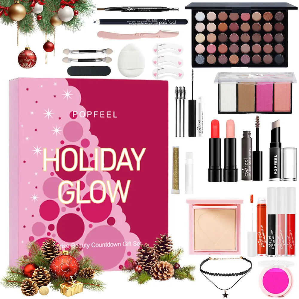 POPFEEL Surprise Beauty Countdown Gift Box Set - 24-Piece Makeup Surprise Blind Box Collection for Girls, Women, and Moms.