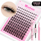 WOSHEER Manga Lash Clusters Kit Cat Lashes with Lash Bond & Seal Cluster Eyelash Extensions Mixed Tray Eyelash Clusters Kit