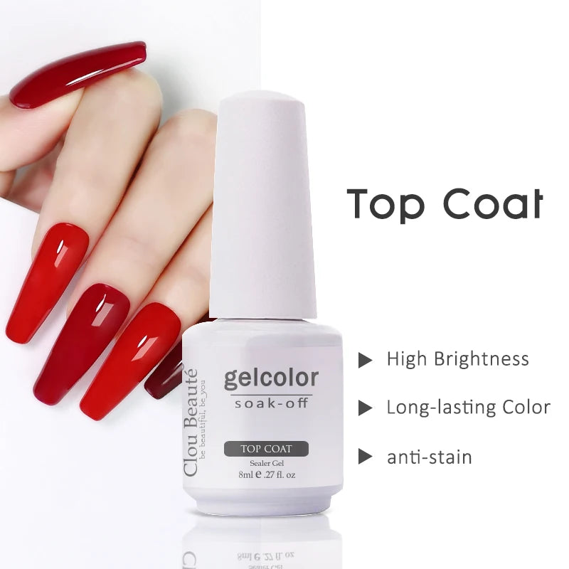 Clou Beaute 8ml Gel Polish Colorful Glitter UV Nail Gel Vernis Semi Permanent Glass Bottle Blue Green White Soak Off Gel Nail