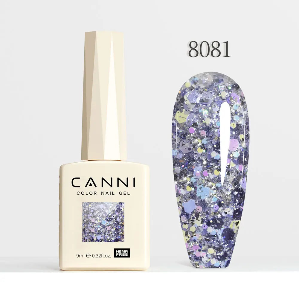 CANNI Gel Nail Polish Glitter Diamond Sparkle Color Collection Gorgeous Color HEMA FREE Soak Off UV LED Semi Permanent AurorGel