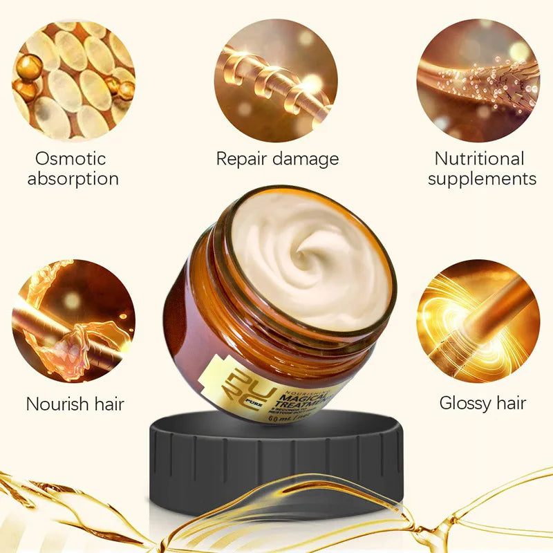 PURC No Steam Hair Mask Intensive Repair Dry Damaged Hair Smooth Silky Anti-Breakage Volumizing Hair Spa Treatment Conditioner