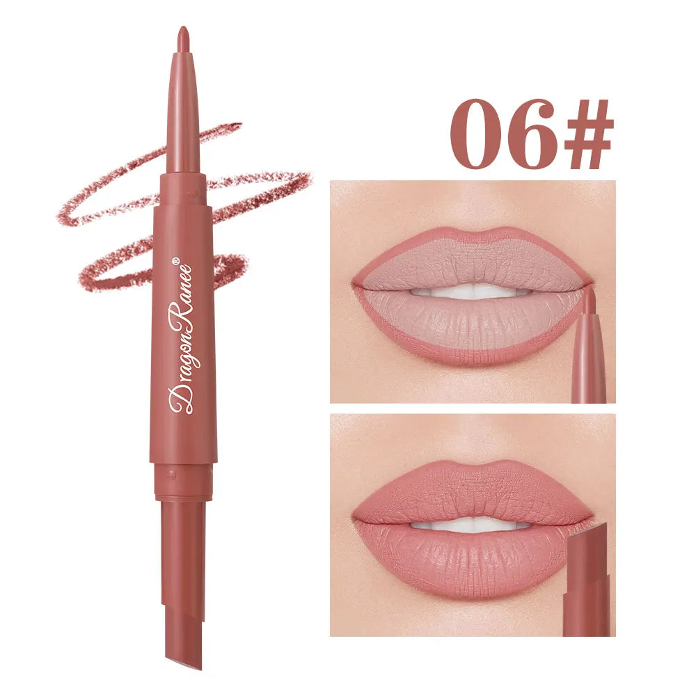 Double-Ended Lip Liner Velvet Matte Lipstick Lip Gloss Easy to Color Non-Fading Non-Stick Cup Lip Liner