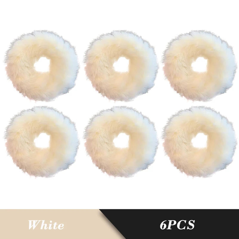 1PC Fluffy Warm Autumn Winter Elastic Hair Band Scrunchies Large Intestine Hair Ring For Women Girls Plush Hair Rope Hairwear