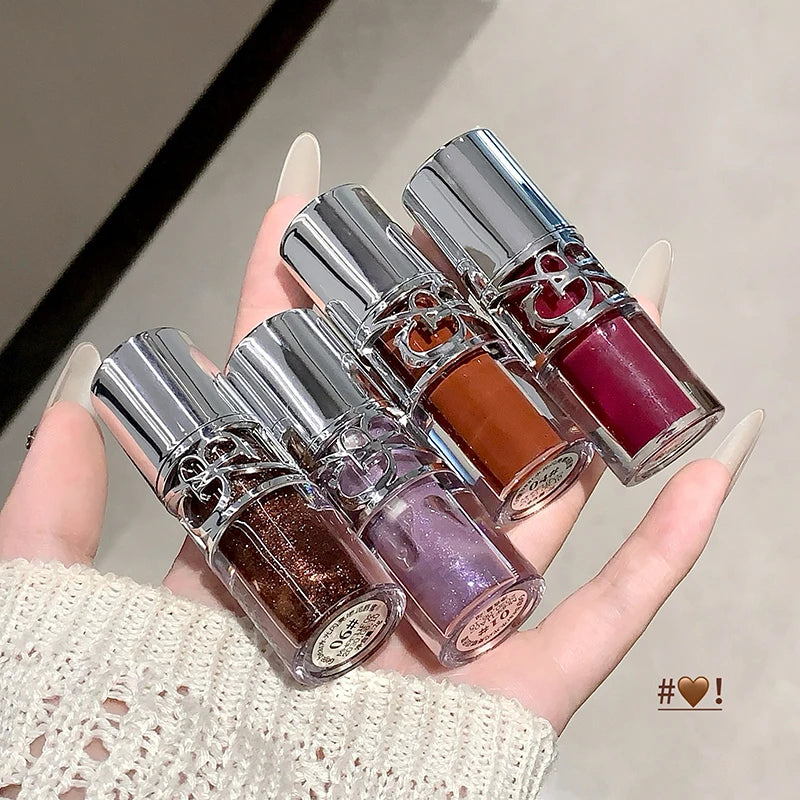Gege Bear Glittering Mirror Lip Glaze, Watery Shimmering Light Lip Gloss Makeup 8 Colors, Hydrating Moisturizing, Long Lasting