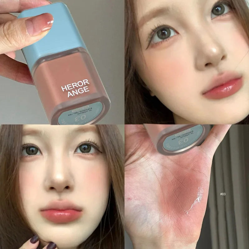 Low Saturation Matte Peach Pink Liquid Blush Nude Coffee Brown Blusher Easy To Apply Face Cheek Tint Natural Rouge Korean Makeup