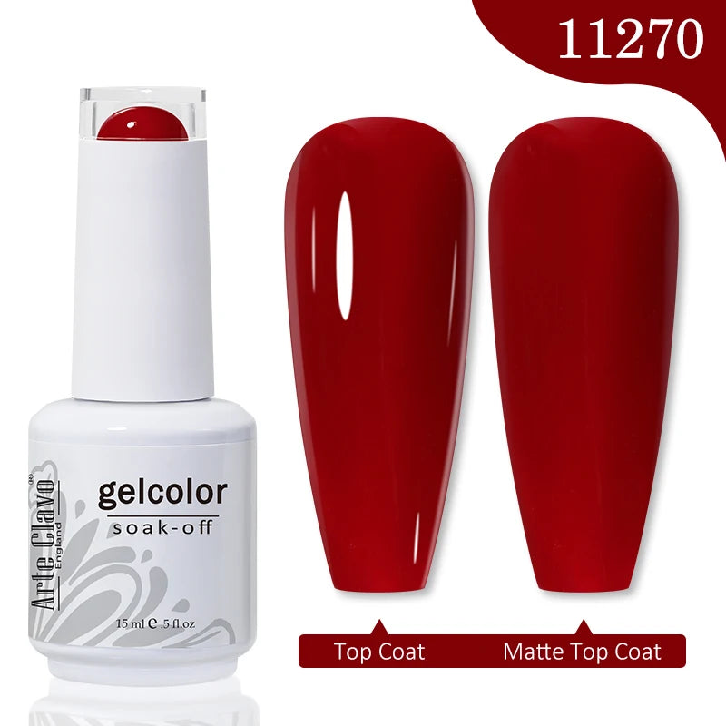 Arte Clavo 15ml Rose Red Pink Color Gel Nail Polish Autumn Winter Hot Sale Long Lasting Soak Off For Manicure Nail Art Gel