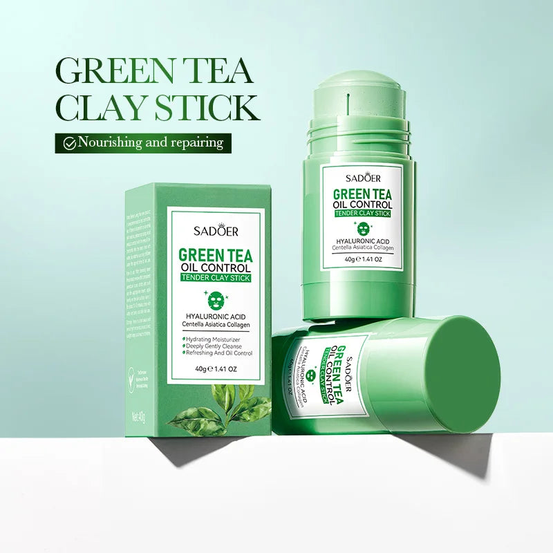 SADOER Green Tea Rose Face Masks Stick Clay Mask Shrink Pores Deep Blackhead Remover Facial Cleansing Moisturizing Facial Masks