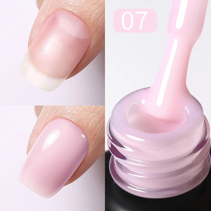BORN PRETTY Milky Jelly Rubber Base Gel for Gel Nail Polish 15ml Russian Self-leveling Nude Color Soak Off Semi Permanent UV Gel