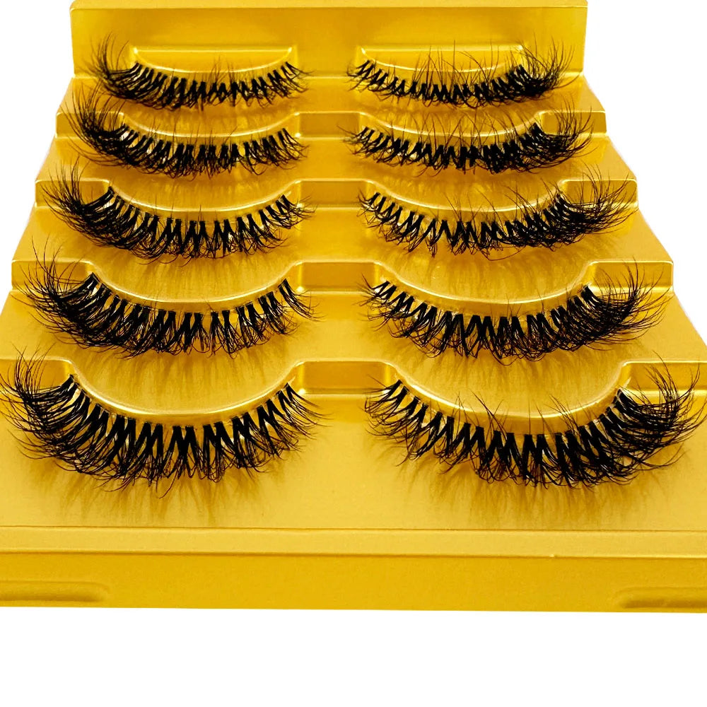 5pairs Mink Eyelashes Invisible Band Lash Extension Natural False Eyelashes Cross Cluster Fairy 3D Faux Big Eye Long Fake Lashes