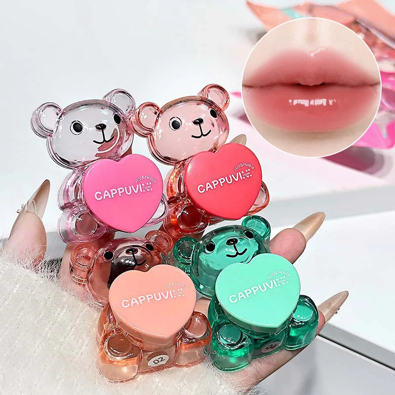 Cappuvini Soft and Cute Bear Lip Balm Moisturizing and Hydrating, Reduces Lip Lines, Non-Greasy, Limited Edition for Christmas and Halloween, Autumn and Winter Lip Care.