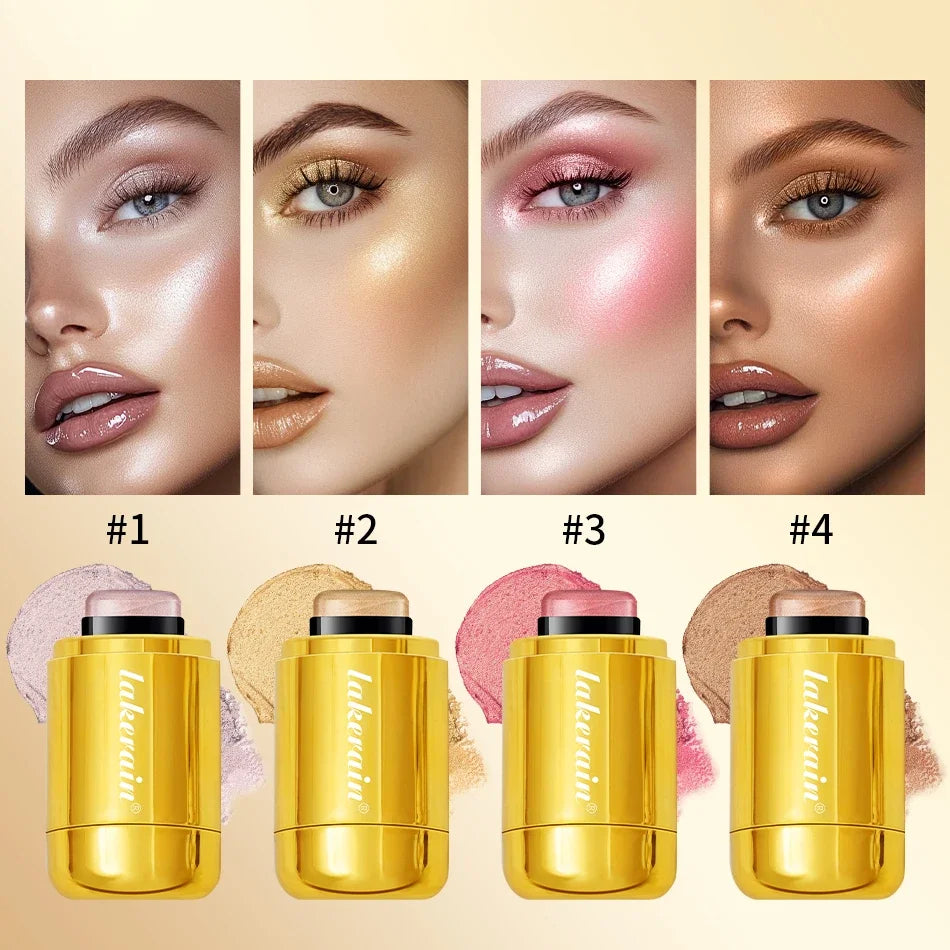 Makeup Highlight Bronzer Stick Shimmer Champagne Brown Shine Highlighter Cream Face Body Brighten Glitter Natural Contour Blush