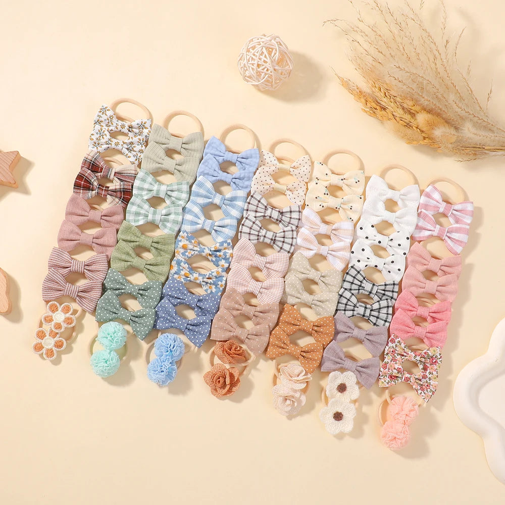 10Pcs/Lot Sweet Hair Band for Baby Girls Hair Ties Bows Elastic Rubber Band Flower Small Ball Scrunchies Kids Hair Accessories