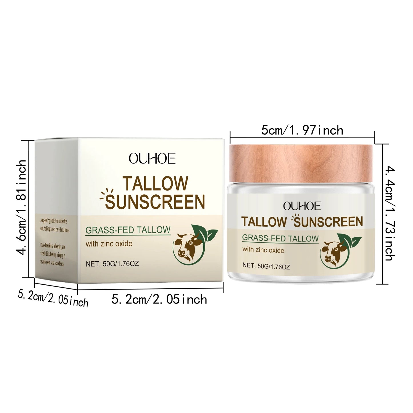 Ouhoe Moisturizing Sunscreen Tallow Balm Prevent UV Refreshing Non-greasy Reduce Dryness Promote Skin Health Sunscreen Cream