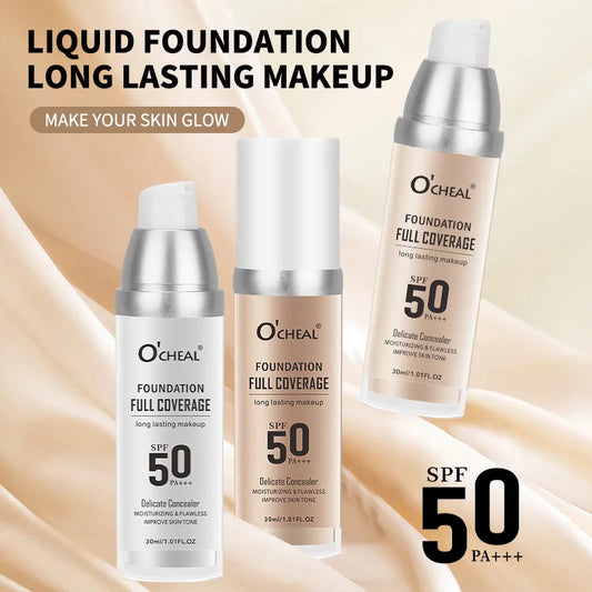 Color Changing Liquid Foundation,Waterproof Concealer,Full Coverage Moisturizing Oil-Control Whitening Cosmetics Lasting Makeup