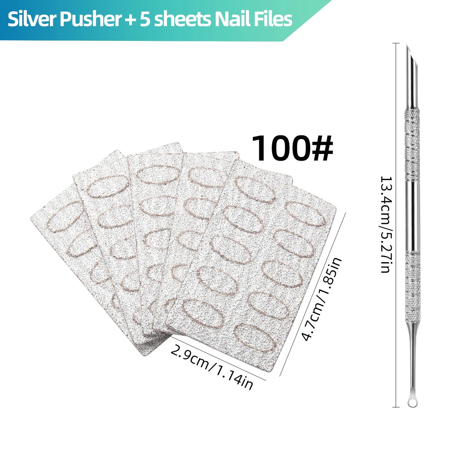 Double-Tip Stainless Steel Cuticle Pusher Grinder Circular Beveled Edge Gentle Dead Skin Removal Nail Tool Manicure Cuticle Care