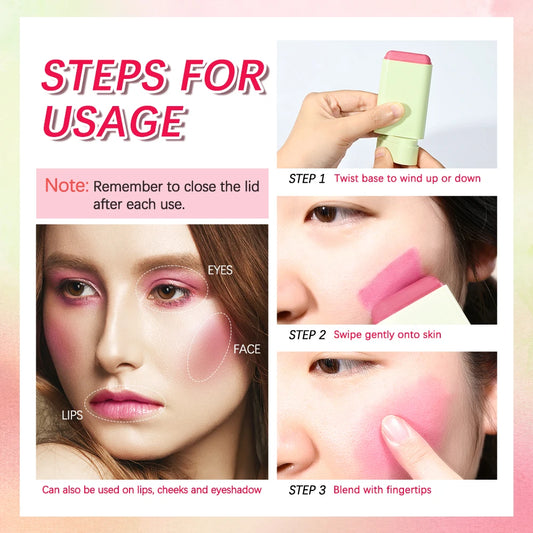 High Color Rotating Blush Cream Tinted Moisture Stick Naturally Long-lasting Moisturizing Waterproof Non-Removing Orange Blush