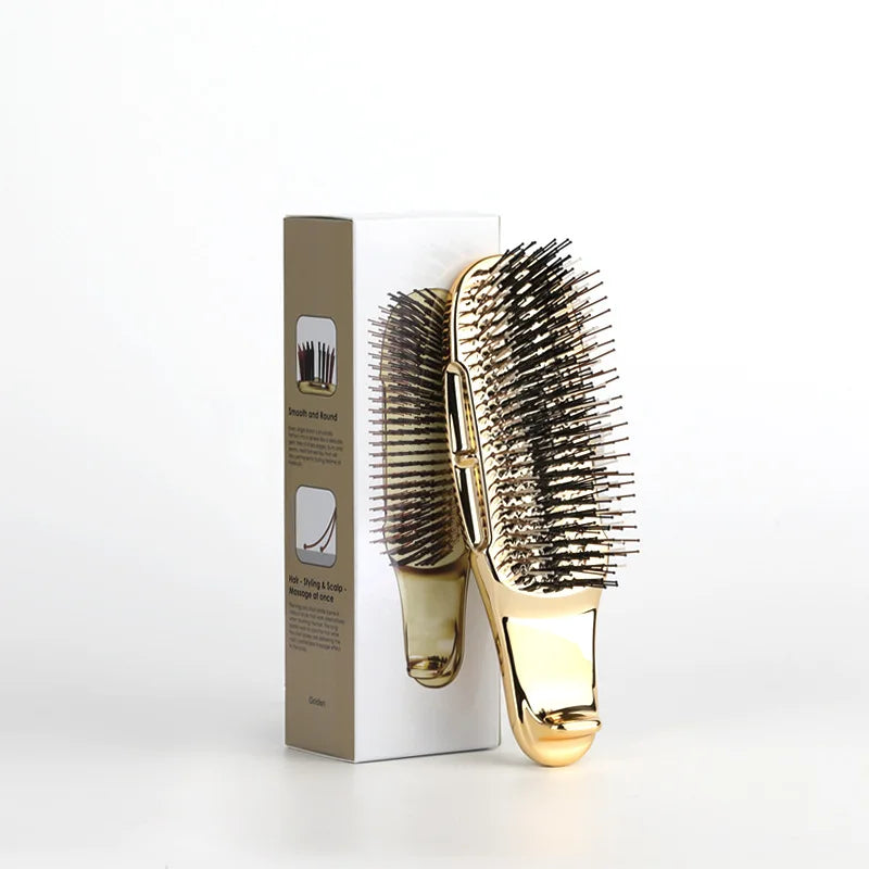 Electroplating Scalp Massage Comb Hair Detangling Brush Dry Wet Dual Use Wide Tooth Hairdressing Comb for Salon Home Travel