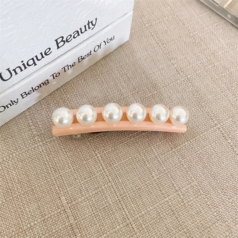 Elegant Acetate Hair Clip Imitation Pearl French Style Barrettes Hairgrip Daily Headwear Women Hair Accessories