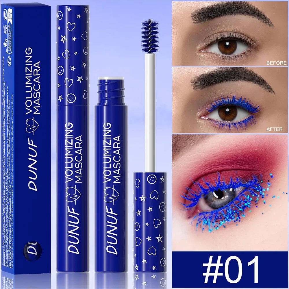 Colorful Eyelash Mascara 5D Silk Fiber Volume Curling Lengthening EyeLashes Extension Purple Blue White Waterproof Eye Makeup