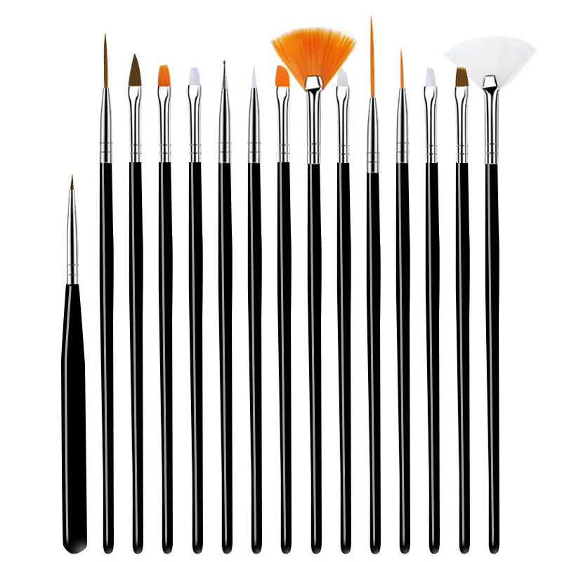 20/15pc Nails Art Brushes Set Manicure Liquid Powder Carving UV Nail Gel Polish Painting Pen Nail Acrylic Extension Builder Tool
