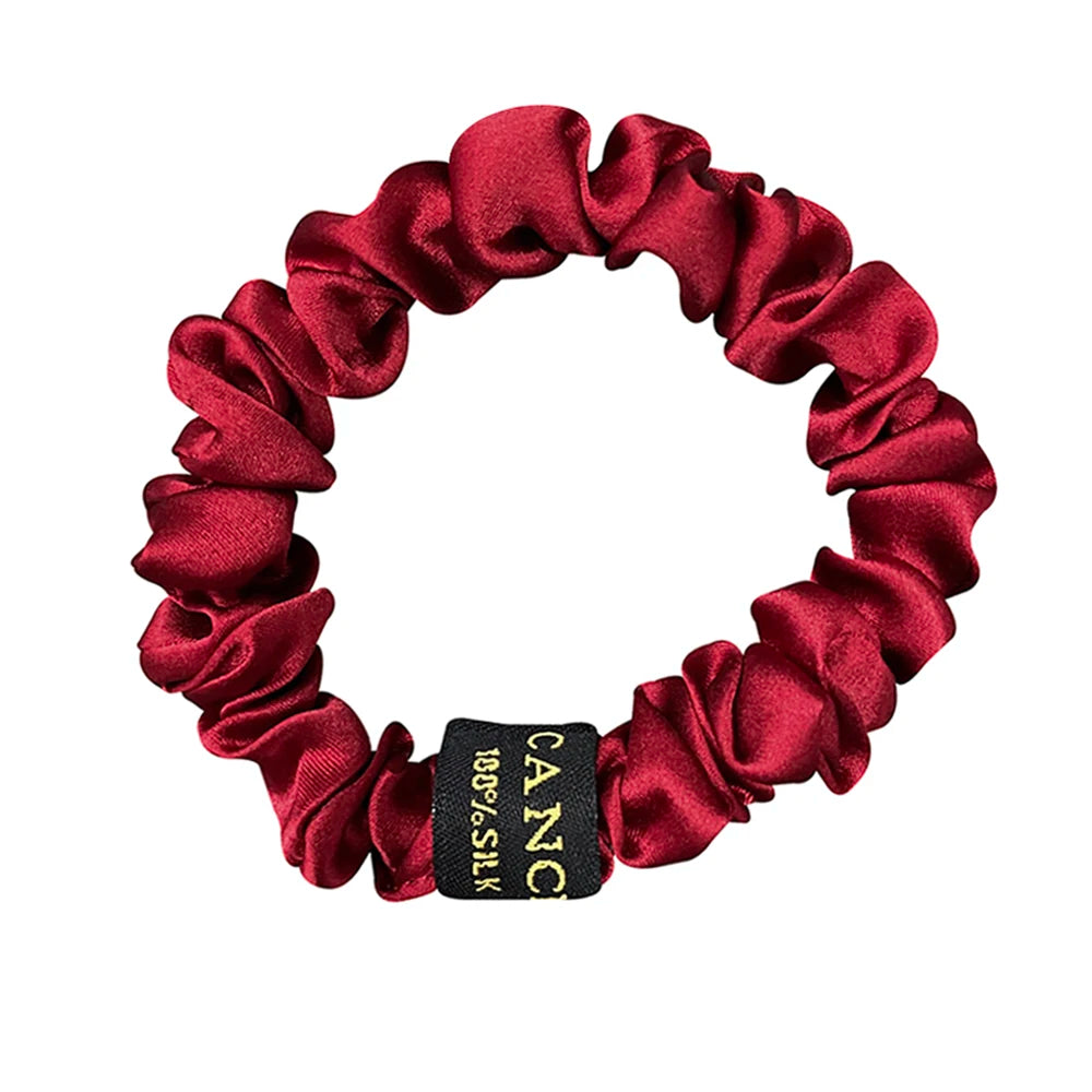 100% Pure Mulberry Silk Scrunchies Hair Bands Ties Gum Elastics Ponytail Holders Pure Color for Women Girls 19 Momme 1.5CM