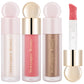 Liquid Highlighter + Liquid Blush + Liquid Contour for Face & Body, High Glossy Finish, Natural Glow Liquid Luminizer Makeup